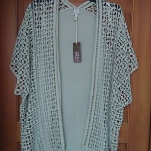 New with tags XCVI crochet lace and mesh kimono